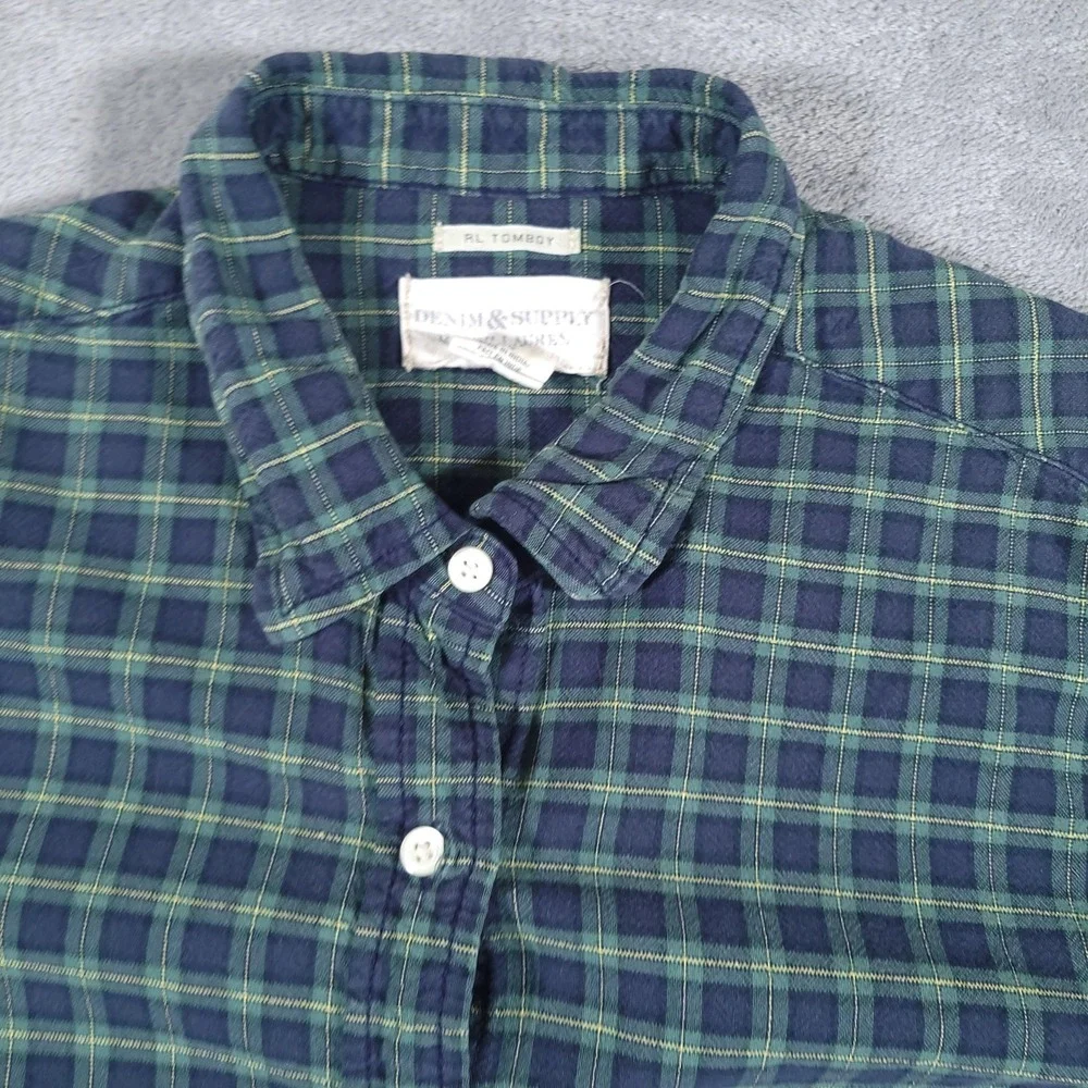 Denim & Supply Ralph Lauren Shirt‎ Womens Large Plaid Flannel Tomboy Button Down